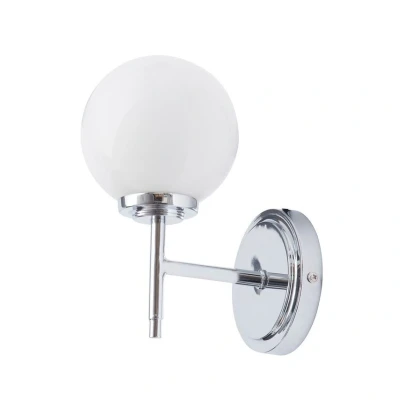 Image of Spa Porto Single Globe Wall Light Opal Glass and Chrome