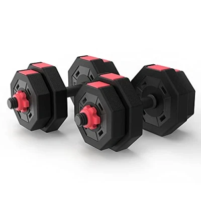 Image of Greenbay Cement Weights Plates Dumbbells Barbell 15 Kg Adjustable Set Home Gym Training with Bars