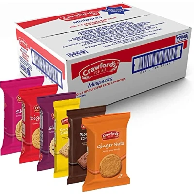 Image of Crawford&#039;s Assorted Mini Biscuit Packs, 6 Classic Varieties, Individually Wrapped, 30 g (Pack of 100)