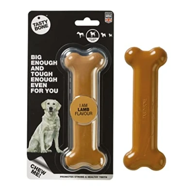 Image of TastyBone Nylon Dog Chew Toy for Large Dogs (Lamb) Indestructible Aggressive Chewers, Everlasting Flavour, Strong Healthy Teeth, Made in the UK