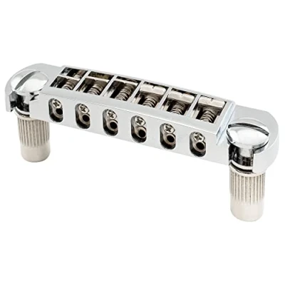 Image of Musiclily Pro 52.5mm Pigtail Style Adjustable Wraparound Bridge Tailpiece for Les Paul Electric Guitar, Chrome