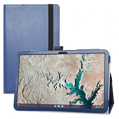 Image of LIFANG Compatible with Nokia T20 Case,Slim Folio Folding Stand PU Leather Cover for 10.4&quot; Tablet,Dark Blue