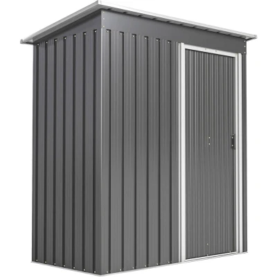 Image of Outsunny 5 x 3ft Garden Storage Shed Sliding Door Sloped Roof Tool Grey 845 423V01LG