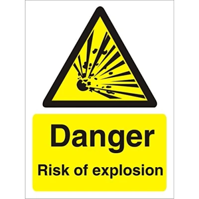 Image of Seco Danger Risk of Explosion Sign, 300mm x 400mm Self Adhesive Vinyl