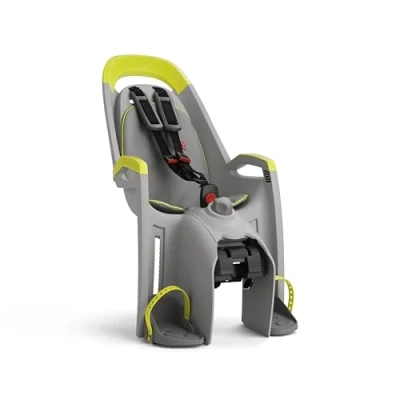 Image of Hamax Amaze Kids Childs Bike Bicycle Seat with Carrier Adapter Light Grey Lime Padding