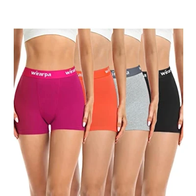 Image of wirarpa Women&#039;s Cotton Boxer Briefs 3&quot; Inseam Ladies Safety Shorts Anti Chafing Boyshorts Panties Multicolor 4 Pack Size M