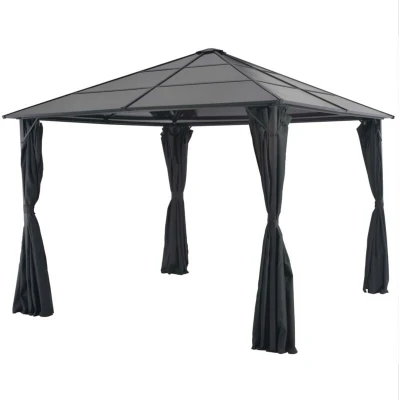 Image of vidaXL Gazebo with Curtain Aluminium 3x3 m Black