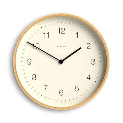 Image of NEWGATE® Mauritius Wall Clock In Bamboo Medium Clocks Modern Case Scandi Style Mongoose Dial