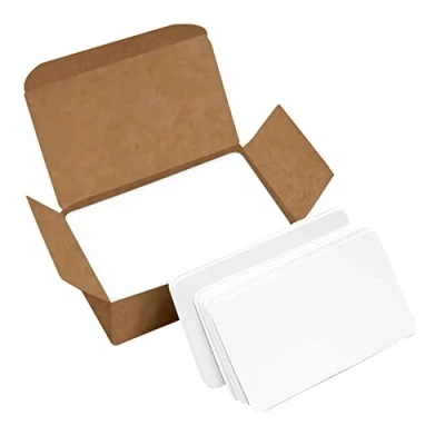 Image of VANRA 300 Small Blank Cards Color Cardstock Study Flash Cards, 3.5x2 inches Index Unruled with Rounded Corners (White, 300/Pack)