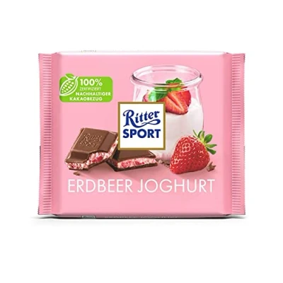 Image of Ritter Sport Chocolate Strawberry Yogurt German Bars 3,5 Ounce Total