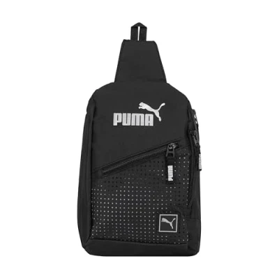 Image of PUMA Unisex&#039;s Evercat Sidewall Sling Backpack, Black/Silver, One Size