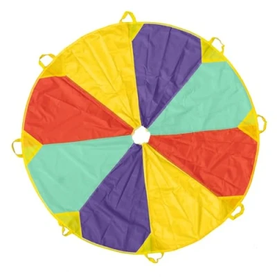 Image of THE TWIDDLERS Rainbow Parachute Play Tent, 6ft / 182.9 cm with 8 Reinforced Handles Ignites Kids&#039; Imagination Seamless Assembly Perfect for Nurseries and Outdoor Playtime