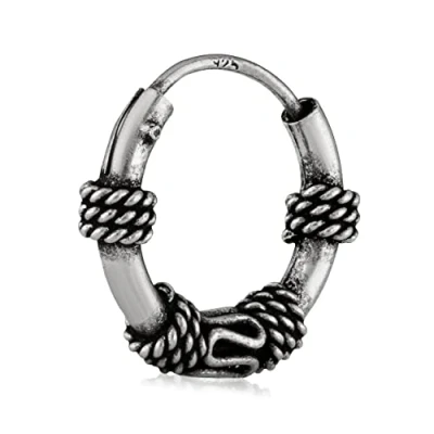 Image of NKlaus Single Celtic Creole 925 Silver Gothic Viking Earring 12mm 3003