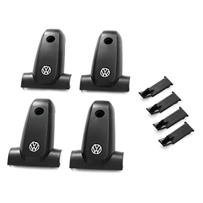 Image of Volkswagen 2K0071738 Cover Caps (4 Pieces) Base Rack Cap Roof with VW Logo, Black