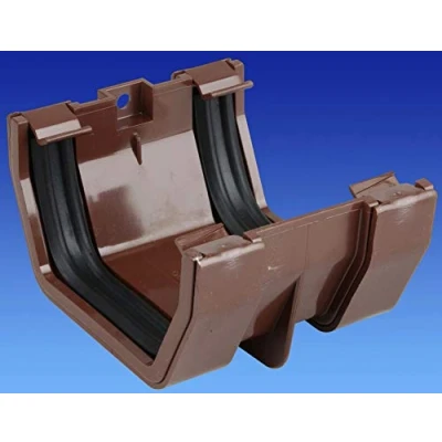 Image of OSMA Squareline Union/Jointing Bracket for 100mm Square gutters Brown 4T805 4T805n 4T805BR