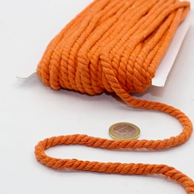 Image of LEDUC 20 Metres Round Cotton Cord 5 mm Woven Rope with Natural Core, Ideal for DIY, Sewing, Versatile 04 Beige