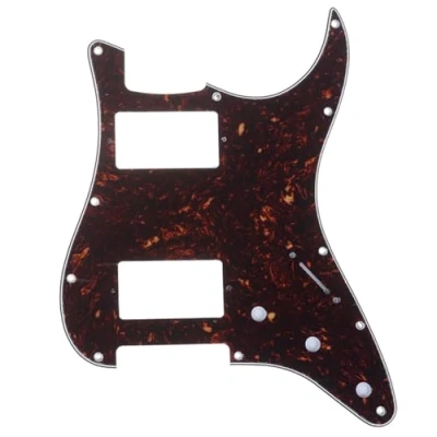 Image of Musiclily Pro 11 Hole HH Strat Pickguard 2 Humbuckers Scratch Plate for American/Mexican Fender Standard Stratocaster Modern Style Electric Guitar, 4Ply Tortoise Shell