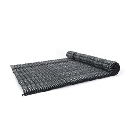 Image of Leewadee Foldable Floor Mattress Japanese Roll Up Futon Trifold Tatami Mat Guest Bed Camping Thai Massage Mat, Kapok Filled, 190 x 145 cm, Black