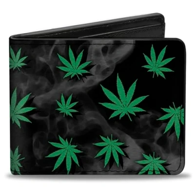 Image of Buckle Down Men&#039;s Bifold Wallet Weed, Multicolor, 4.0&quot; x 3.5&quot;, Multicolor