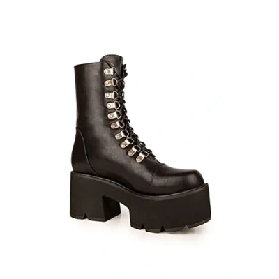 Image of LAMODA Women&#039;s Auroa Mid Calf Boot, Black Pu, 8 UK