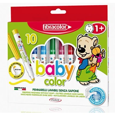 Image of FIBRACOLOR Baby Color Markers Pack of 10 Colours, Superwashable with Water Only