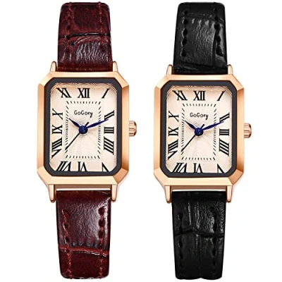 Image of JewelryWe Leather Wristwatch for Women Analog Quartz Square Watch Stylish Business Casual Dress Watch, Mother&#039;s Day