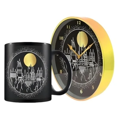 Image of Harry Potter Mug and Alarm Desk Clock Set (Hogwarts Design) Gifts for Women Men, Girls Boys Official Merchandise