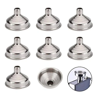 Image of Hip Flask Funnel 8mm 8 Pack for Wine Pot Water Bottles Filler Stainless Steel