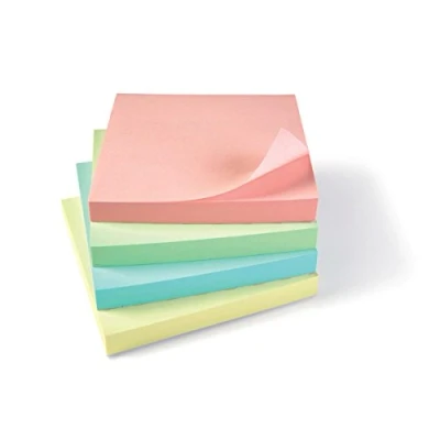 Image of 5 Star Re Move Notes Repositionable Pastel Pad of 100 Sheets 75x75mm Assorted Ref [Pack 12]