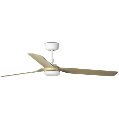 Image of Punt White, Light Wood 3 Blade Ceiling Fan With DC Motor