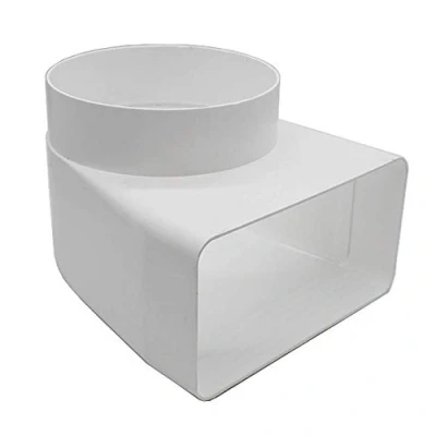 Image of Kair Elbow Bend Adaptor 180mm x 90mm to 150mm 6 inch Rectangular Round 90 Degree Adapter for Converting Different Size Plastic Ducting Systems