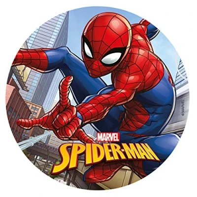 Image of SPIDER MAN Round 20cm 8 inch Edible WAFER cake topper. Licensed Product. Dekora.