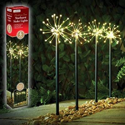 Image of Christmas Workshop 4pc 160 LED Starburst Path Light Warm White
