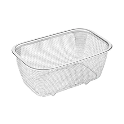 Image of TAOMENG Rectangle Colander Basket Stainless Steel Wire Fine Mesh Strainer Rice Washing Bowl, Vegetable Fruit Kitchen Tools