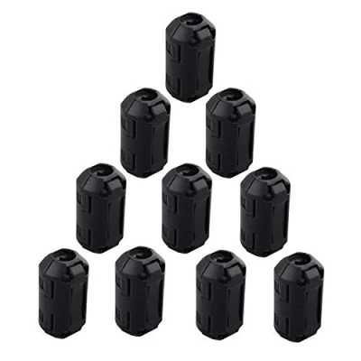 Image of Futheda 10pcs Clip on Ferrite Ring Core Anti interference High frequency Filter RFI EMI Noise Suppressor with 7mm Inner Diameter Cable Black