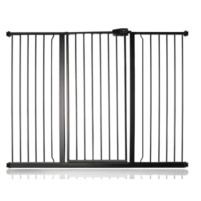 Image of Safetots Extra Tall Metal Safety Gate Pressure Fit, 139.8cm 147.4cm, Matt Black, 104cm in Height, Stair Gate, Baby Easy Installation