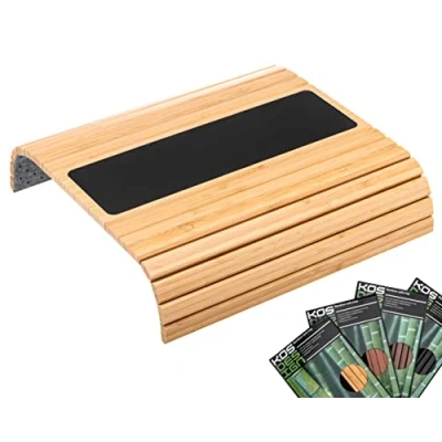 Image of Kos Design sofa arm tray Armchair table for couch or chair, bamboo armrest foldable wooden table, flexible easy eating and holding drinks anti slip, cup holder organiser.