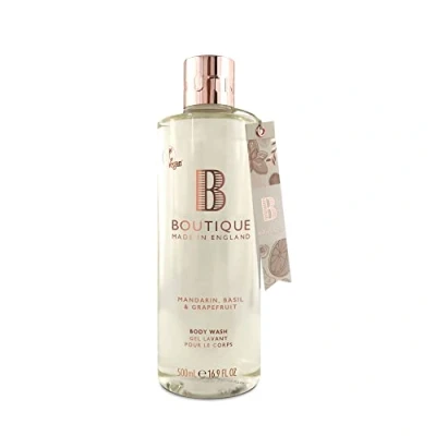 Image of Boutique Mandarin, Basil &amp; Grapefruit Fragrance Refreshing Body Wash 500ml Relaxing Blend of Essential Oils Vegan and Cruelty Free, No SLS or Parabens Made In England