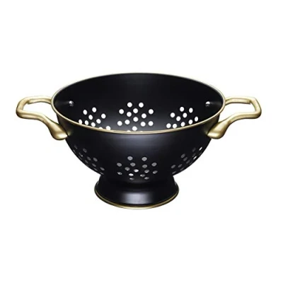 Image of MasterClass MCBRSCOL Stainless Steel Colander, Matte Black/Brass Effect, 25 cm