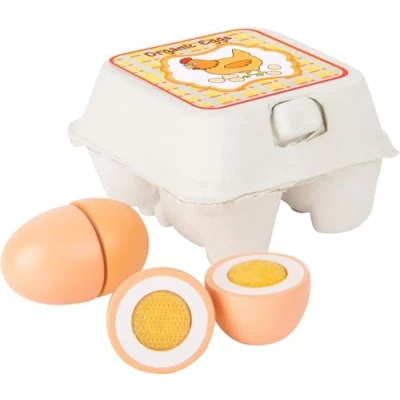 Image of Small Foot 10591 Wooden Eggs as An Ideal Accessory to The Merchant&#039;s Shop in Original Egg Cardboard, well Hook and Loop Connections Cut