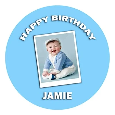 Image of Photo Personalised Cake Topper Edible Icing Round up to 8&quot;