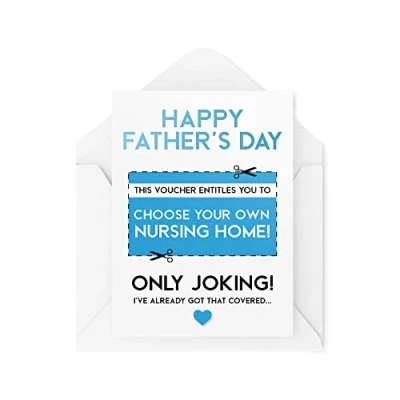 Image of Funny Father&#039;s Day Cards Birthday for Dad Greeting Card Him Choose Your Own Nursing Home Voucher Comedy Humour Joke CBH226
