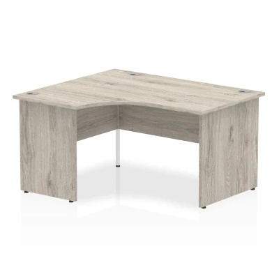 Image of Impulse 1400mm Left Crescent Desk Grey Oak Top Panel End Leg