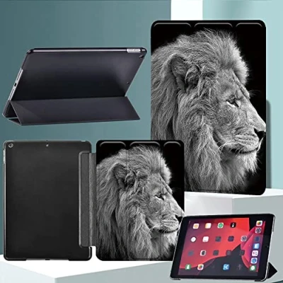Image of Case For iPad 9/8/7 (10.2 Inch, 2021/2020/2019 Model, 9th/8th/7th Gen) Leather Multi Function Stand Cover With Auto Sleep Wake Air 3rd gen 10.5 (2019), Pro (2017) (Lion 2)