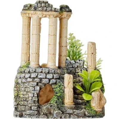 Image of Nobby Antique Column with Plants Aquarium Ornaments, 11.2 x 10 14 cm