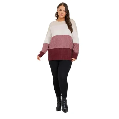 Image of Yours Curve &amp; Red Colourblock Stripe Jumper Women&#039;s Plus Size