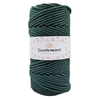 Image of Macrame Yarn 5 mm 100 m 3 ply, Many Colours, Cotton Yarn, Cord 3PLY, Cord, Rope, Crochet (Bottle Green)