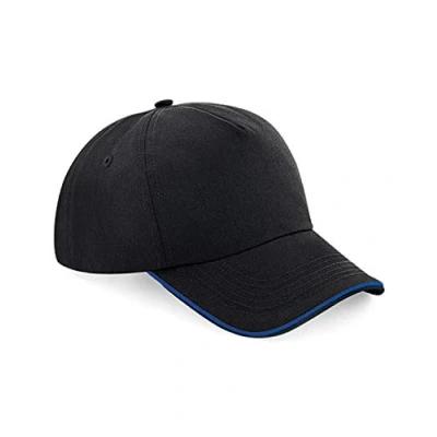 Image of Beechfield B25c Authentic 5 Panel Cap Piped Peak Black/Orange