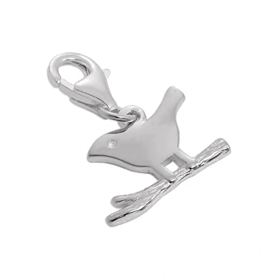 Image of jewellerybox Sterling Silver Simple Bird on a Branch Clip Charm