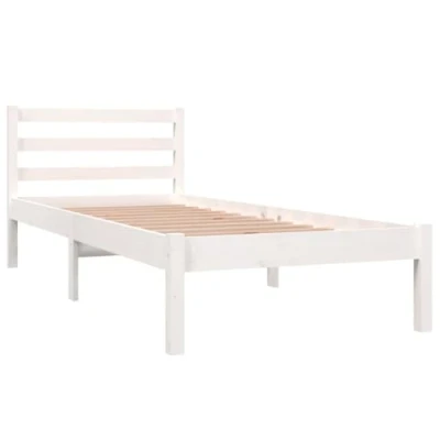 Image of vidaXL Bed Frame without Mattress White Solid Wood Pine 75x190 cm Small Single